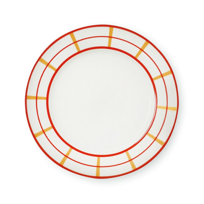 Plato sopero tradicional vasco de porcelana naranja y roja