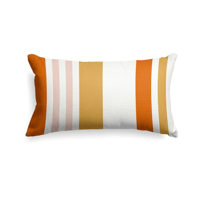 cushion cover rectangle 100% cotton orange yellow and pink stripes