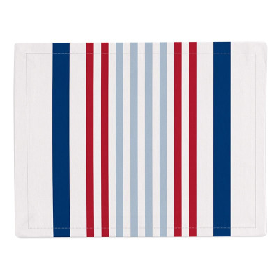 set de table anti tache en coton style marinière avec rayures blanc rouge bleu