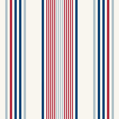 tissu au mètre sur mesure 100% coton à rayures blanc, écru, bleu, rouge