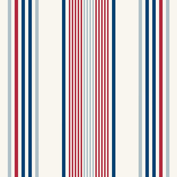 tissu au mètre sur mesure 100% coton à rayures blanc, écru, bleu, rouge
