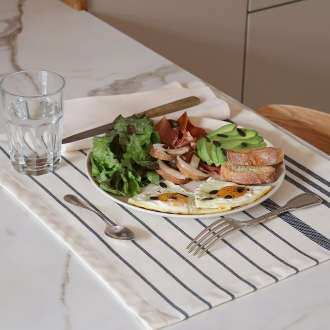 Set de Table Enduit Berrain Fusain en 100% coton anti-taches