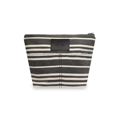Trousse double poche Souraide Noire avec des rayures écru élégantes