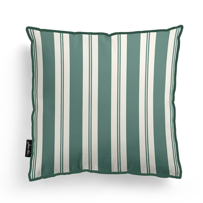 Ortzadar green striped cushion cover with elegant velvet piping