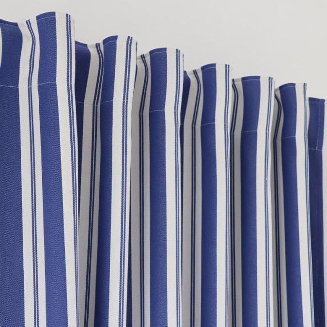 Cortina Ortzadar Jacquard de rayas azules con paso de varilla