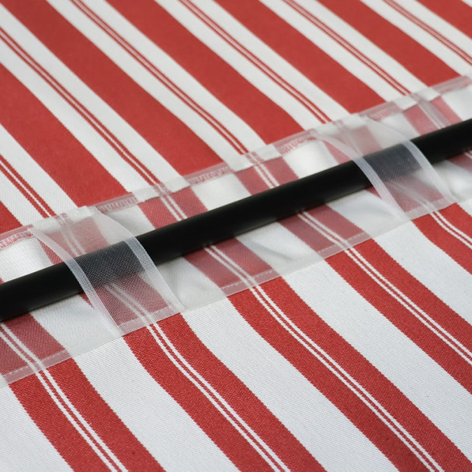 Red striped Ortzadar curtain in quality Jacquard and rod pass