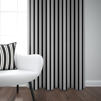 Black striped Jacquard Ortzadar curtain with rod pass finish