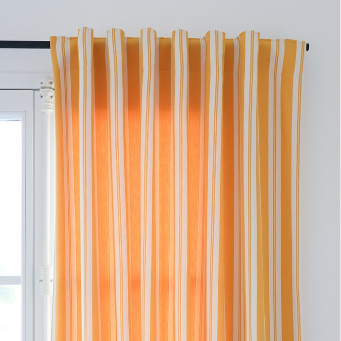 Yellow striped Jacquard Ortzadar curtain with rod pass