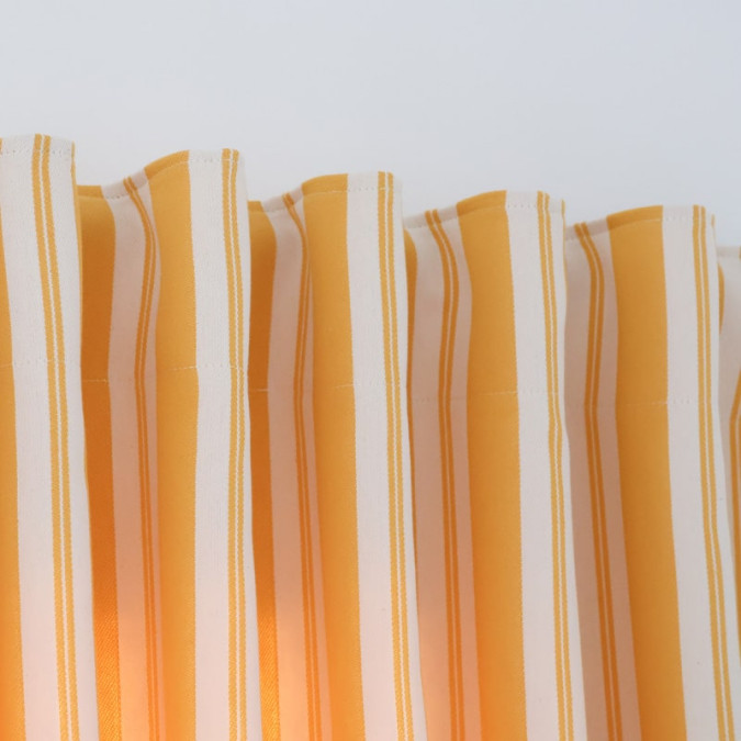 Yellow striped Jacquard Ortzadar curtain with rod pass