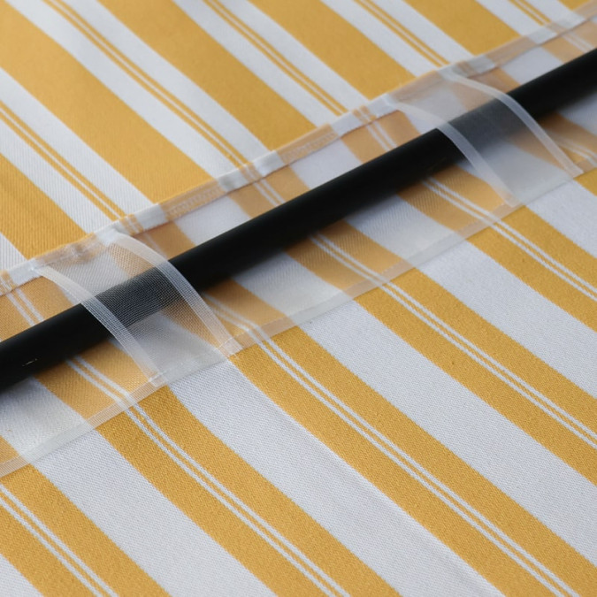 Yellow striped Jacquard Ortzadar curtain with rod pass