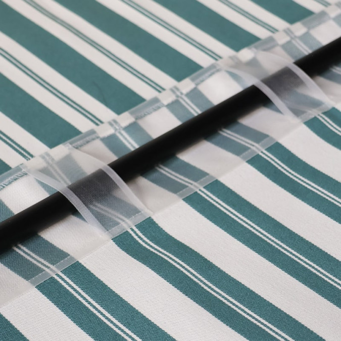 Green striped Jacquard Ortzadar curtain with rod loop