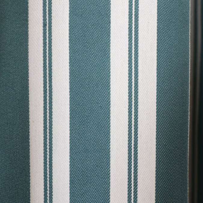 Green striped Jacquard Ortzadar curtain with rod loop
