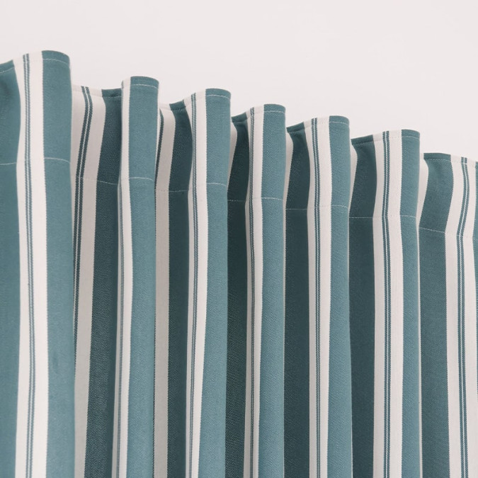 Green striped Jacquard Ortzadar curtain with rod loop