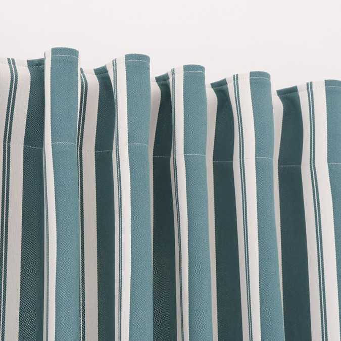 Green striped Jacquard Ortzadar curtain with rod loop