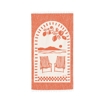 Fouta 100% algodón naranja playa ilustración