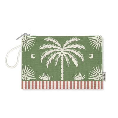 Pochette plate motif palmiers vert et rouge
