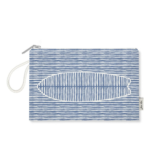 Pochette plate bleu motif surf en coton