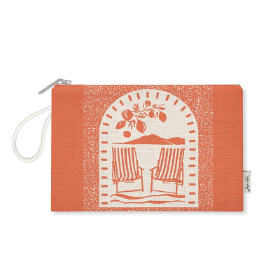 Bolsa plana naranja con tumbona de moda y motivos playeros