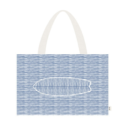 Sac de plage à motif planche de surf bleu et blanc en coton