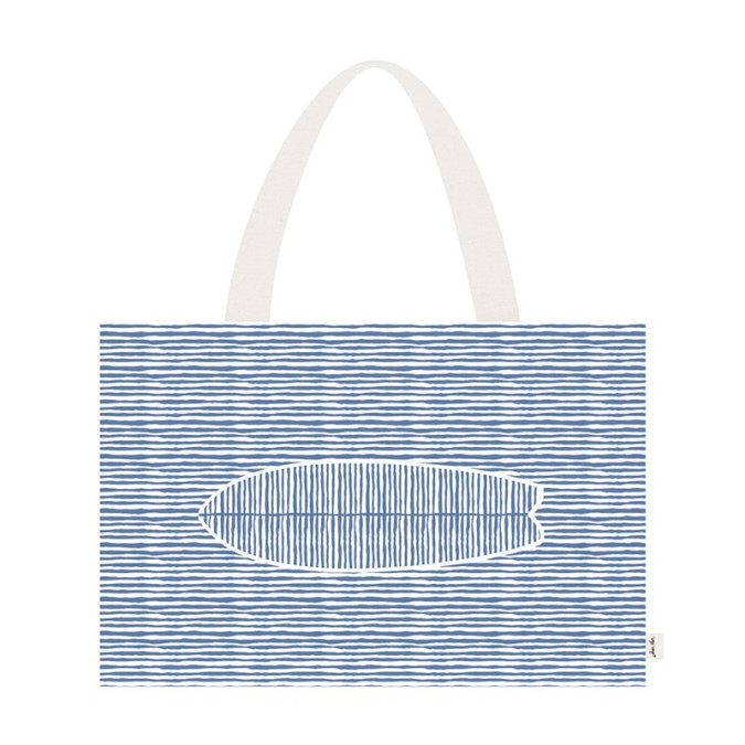 Sac de plage à motif planche de surf bleu et blanc en coton