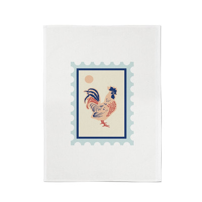 essuie-main en coton à motif coq bleu beige