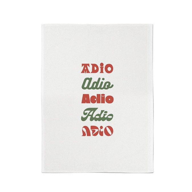 essuie-mains en coton absorbant  inscription basque adio rouge et vert