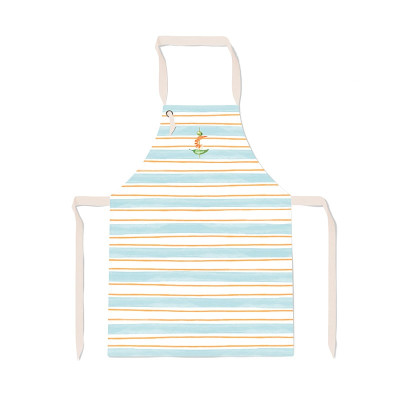 Tablier de cuisine bleu et orange à rayures basques