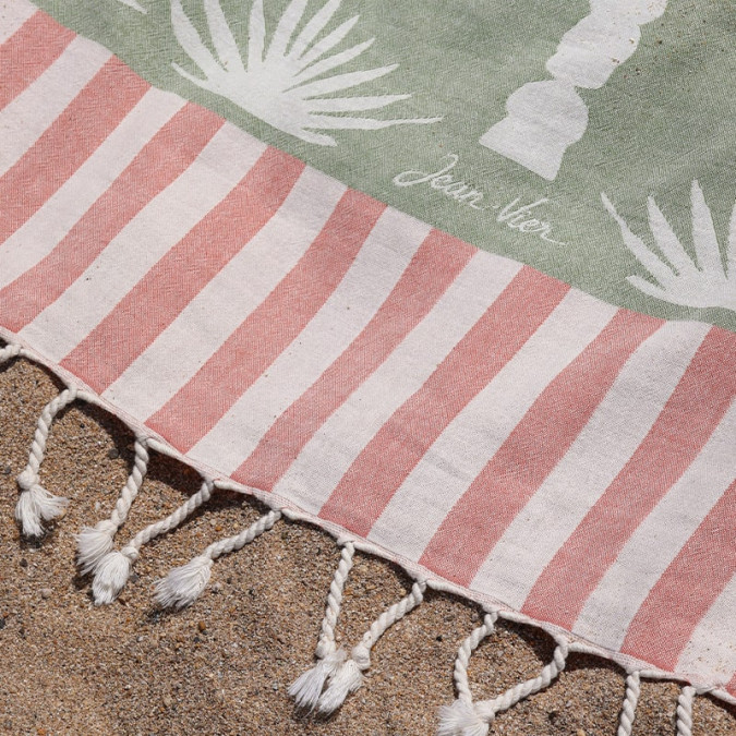 Fouta 100% coton serviette de plage à motif palmiers style oriental