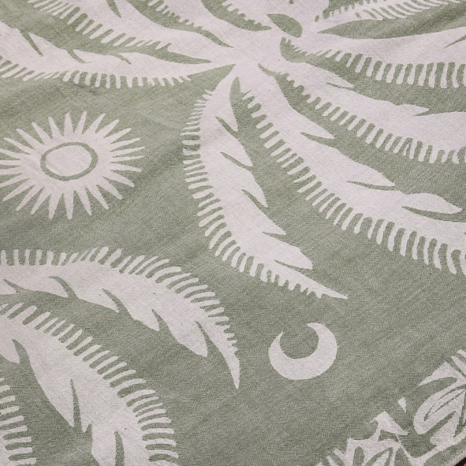 Fouta de plage à motif palmier vert et rouge en coton
