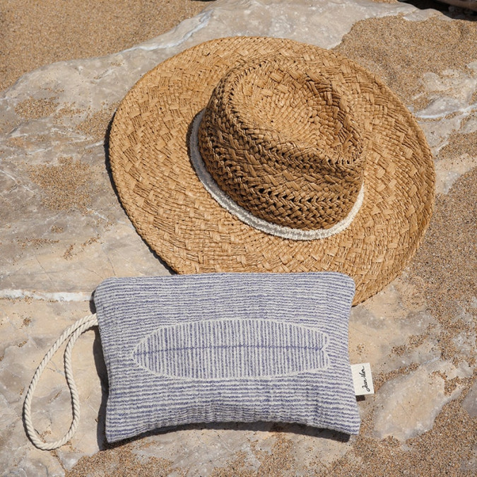 pochette de plage en coton à motif planche de surf basque