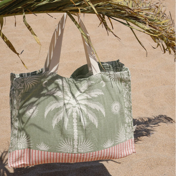 Cotton beach bag with palm tree illustration in top quality cotton