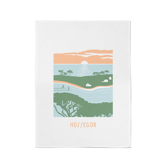 Essuie-mains illustration paysage hossegor en coton