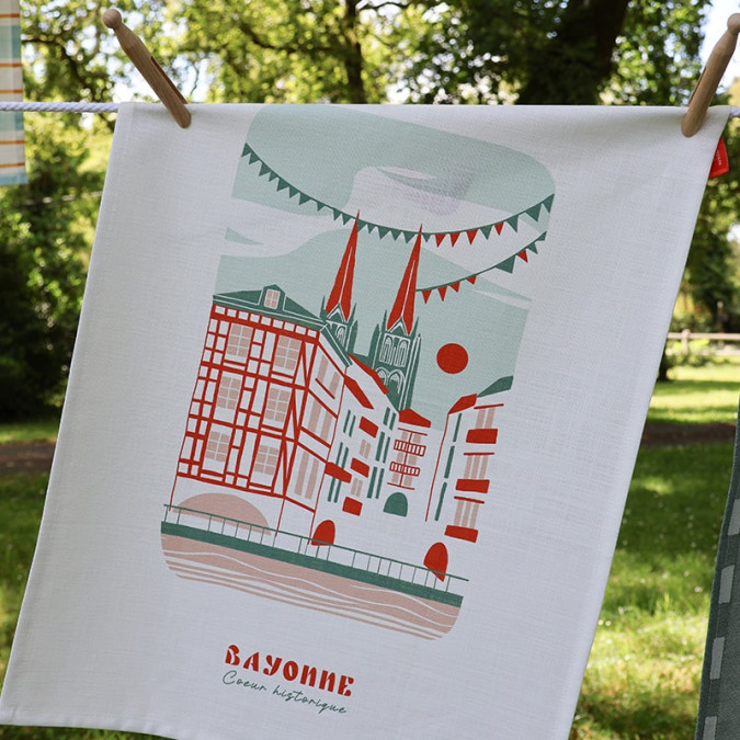 Toalla de mano Kotoia Bayonne Red estampada en algodón flameado