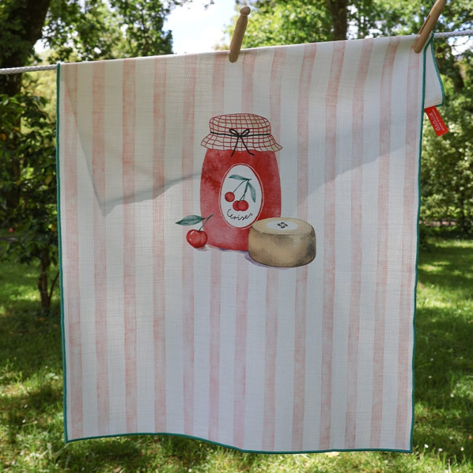 Haize Cerises Multicolour cotton tea towel