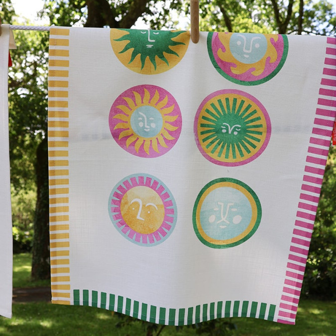 Torchon Haize Soleils Multicolore 100% coton avec des graphismes