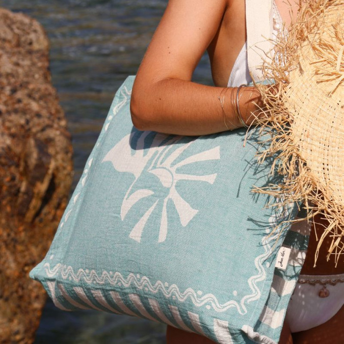 Sac Shopping Rivage Spiruline en coton et tissage Jacquard