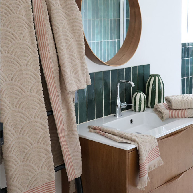 Peignoir 100% coton doux salle de bain terracotta naturelle