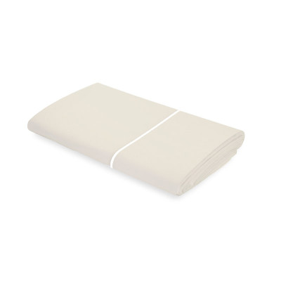 Drap plat 100% satin de coton ivoire et crème, linge de lit haut de gamme