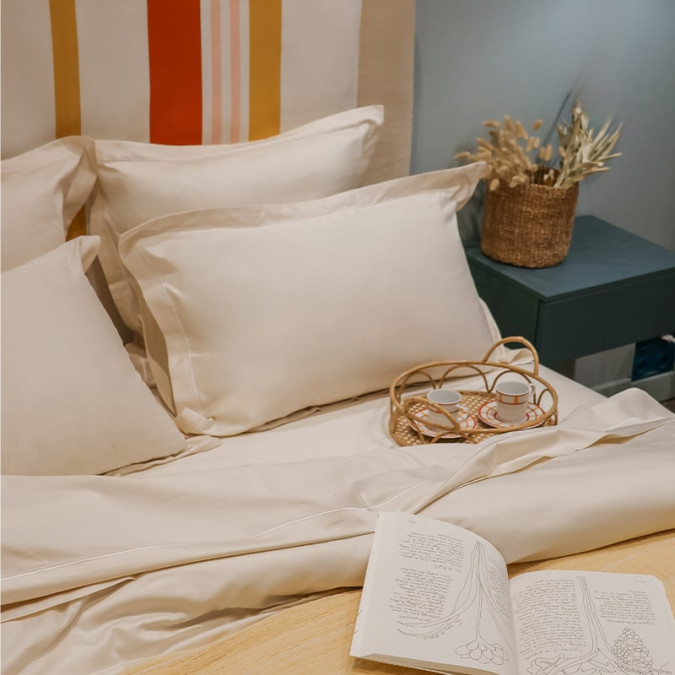 Parure de lit en satin de coton haut de gamme pour décoration de chambre élégante