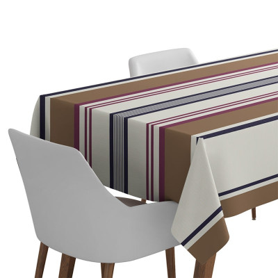 Nappe en coton anti tache marron bordeaux bleu marine