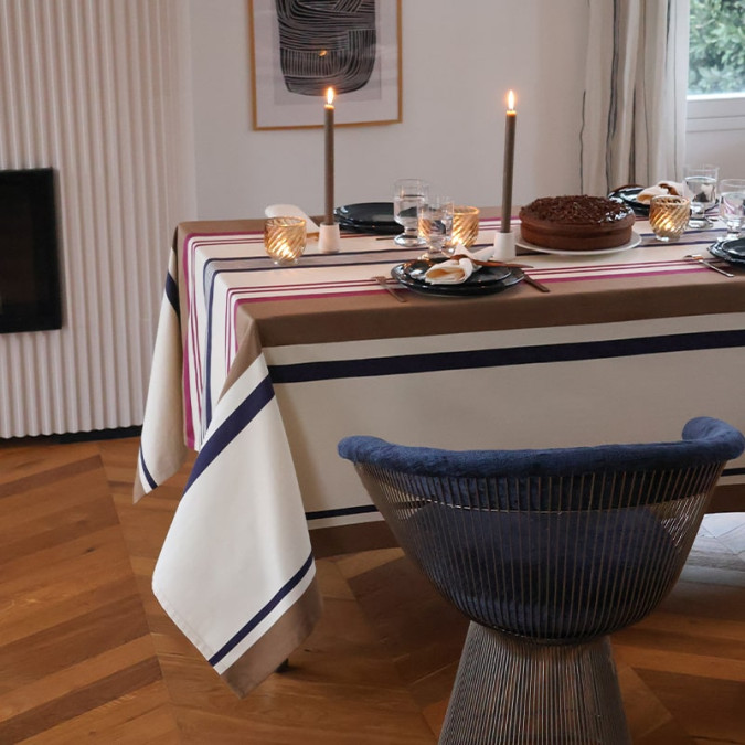 Nappe tendance 100% coton marron bleu bordeaux haut de gamme