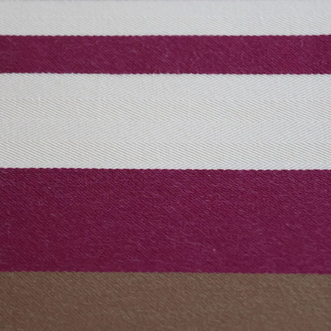 Nappe en coton haut de gamme à rayures violet marron écru