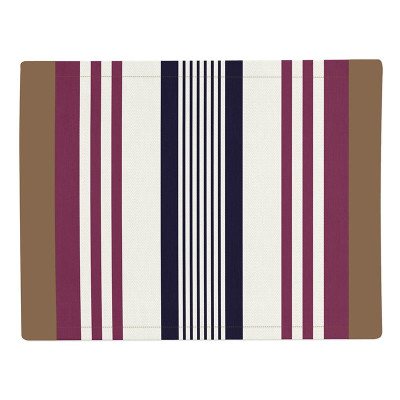 Set de table à rayures marron, violet, bleu style contemporain en coton