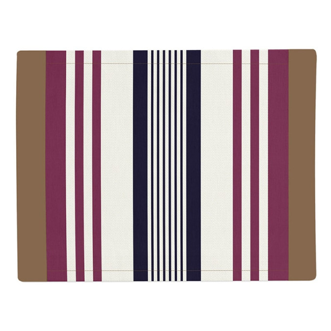 Set de table à rayures marron, violet, bleu style contemporain en coton