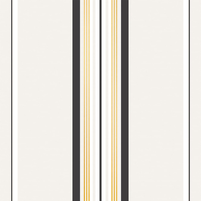 Tela por metros para manteles navideños a medida con rayas beige, negro y dorado.