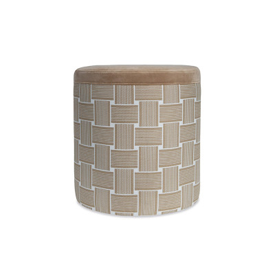 Puf de alta gama beige con diseño gráfico Puf de alta gama beige con diseño gráfico