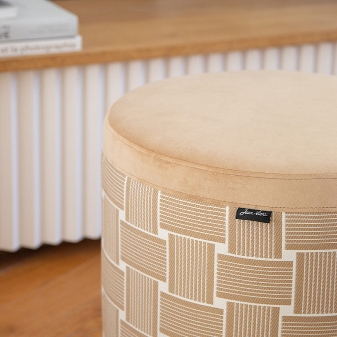 Pouf Unai Zinta Bronze - Lion en Jacquard et velours