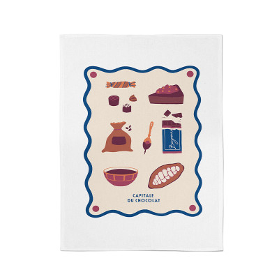 100% cotton hand towel in brown and beige with chocolate pattern