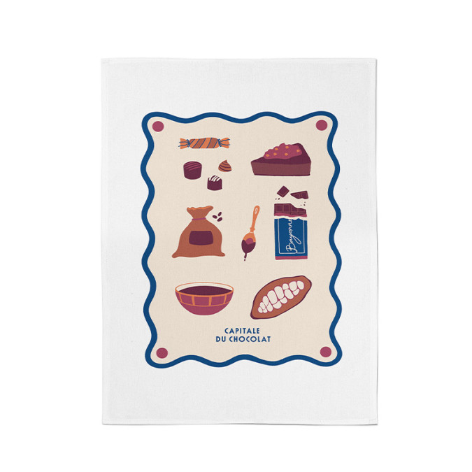 100% cotton hand towel in brown and beige with chocolate pattern