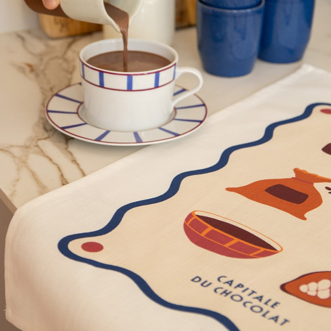 Paño de cocina decorativo para amantes de la gastronomía con motivo de chocolate